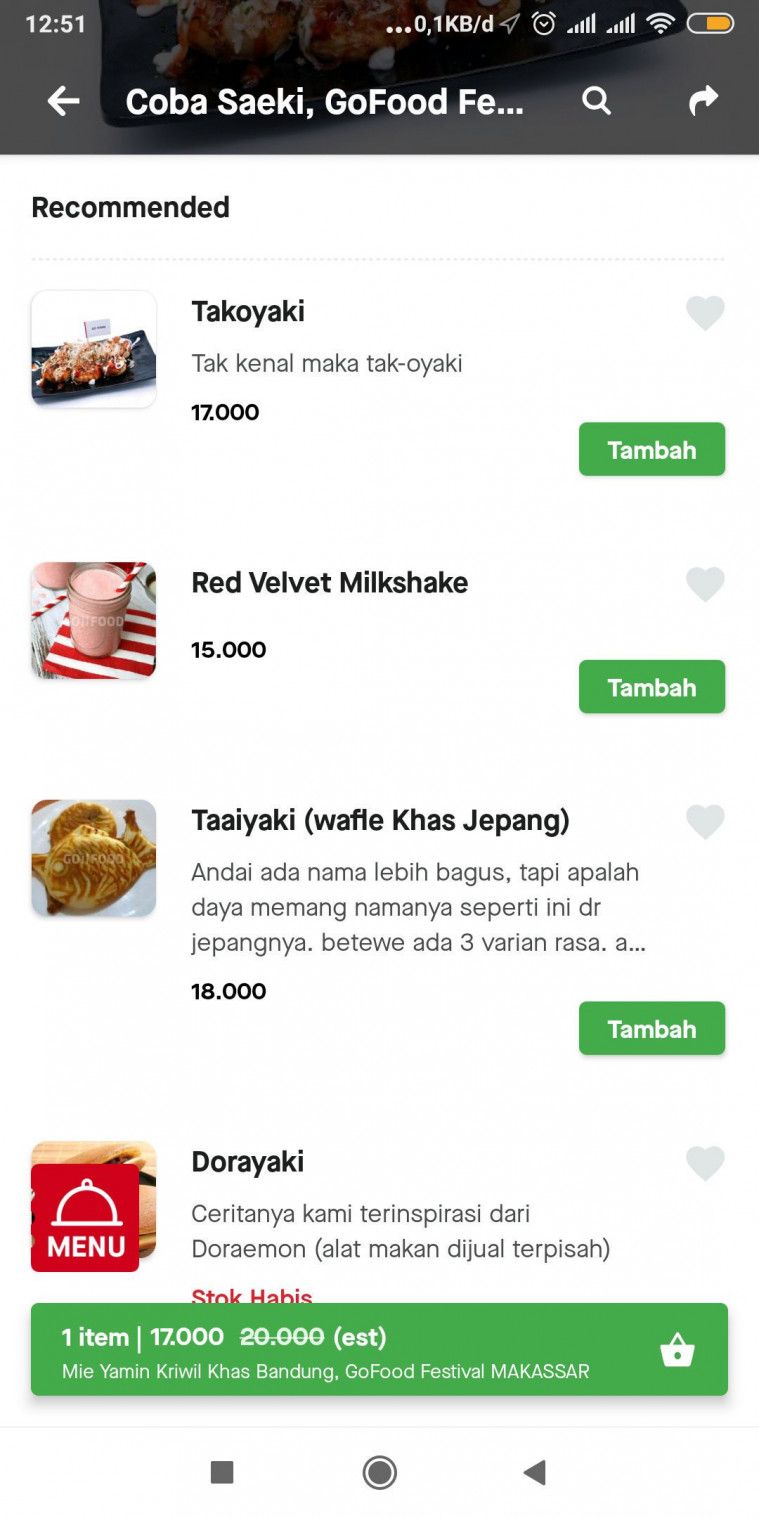 Deskripsi Menu Makanan